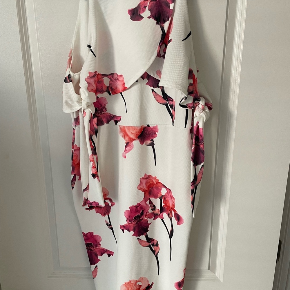 ASOS Pink floral cold shoulder dress